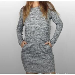 Athleta Destiny Techie Heathered Gray Knit Sweater Dress with Pockets Size Small